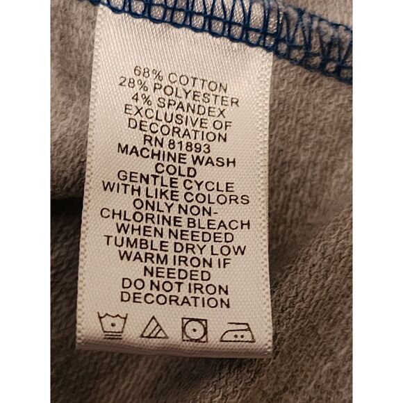 Denim & Co. Active Women's Top 1X Sequin Neckline Accent Contrasting Blue Sleeve - Picture 4 of 4